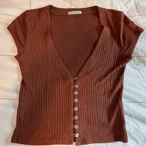 Reformation Nella Ribbed Top Brown